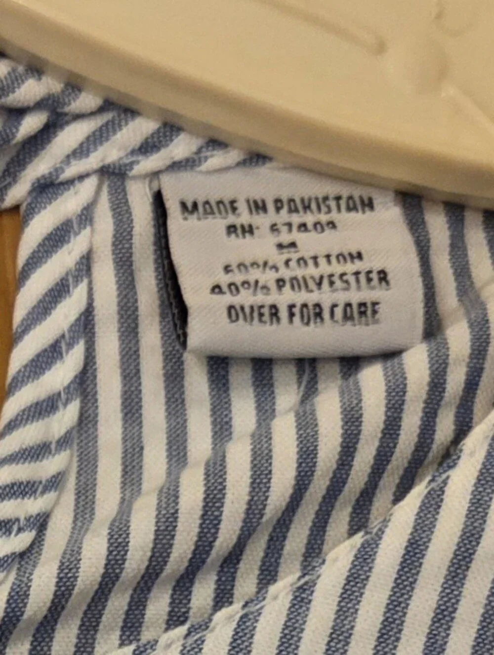 Country Store Blue White Striped Peter Pan Collar Shirt  Coastal Size Medium - Picture 5 of 5